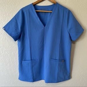 Figs Casma 3-pocket Blue Scrub Top